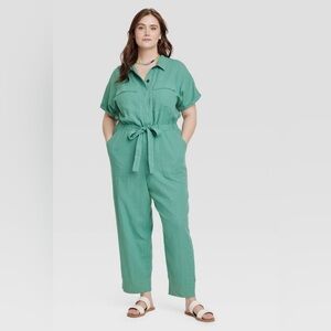 Universal Thread linen blend seafoam Green Jumpsuit- size 12